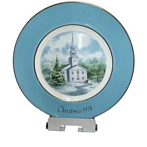 Avon Christmas Plate 1974 Country Church Second Edition Enoch Wedgwood Collectib